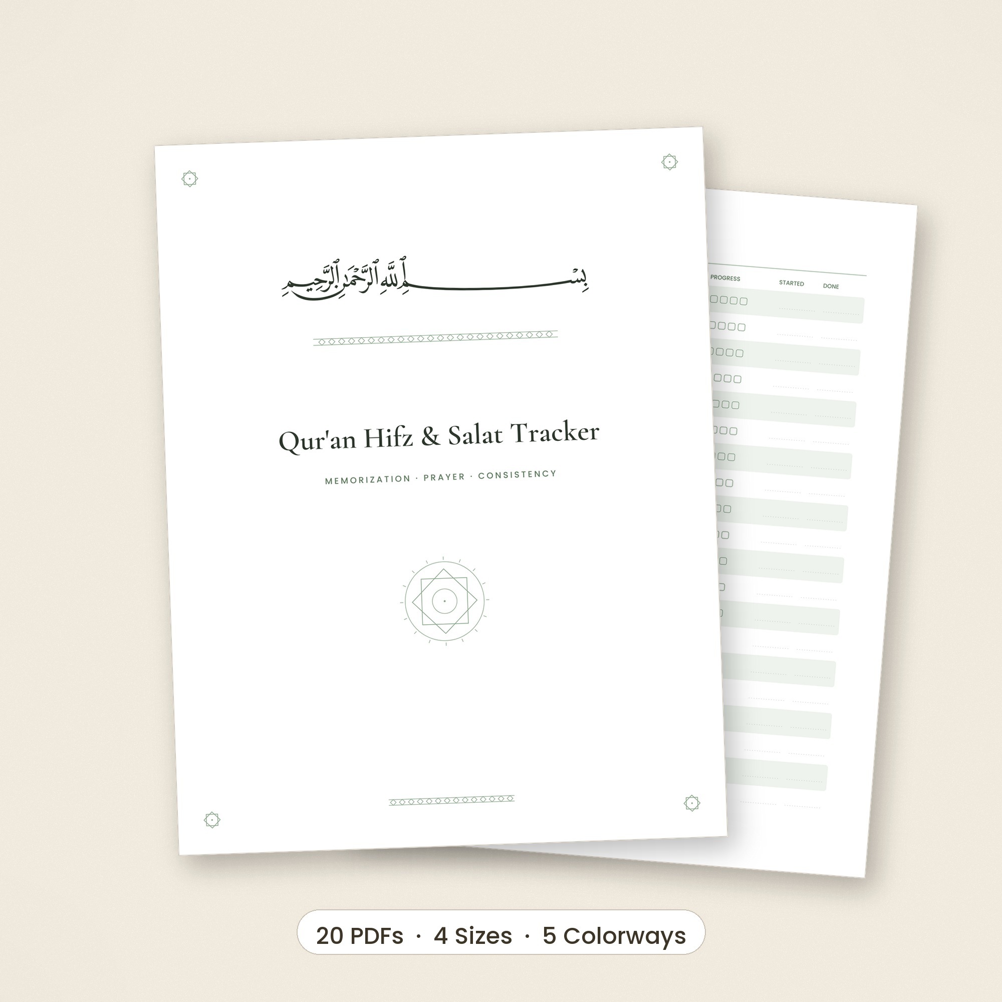 Qur'an Hifz & Salat Tracker — hero flat-lay