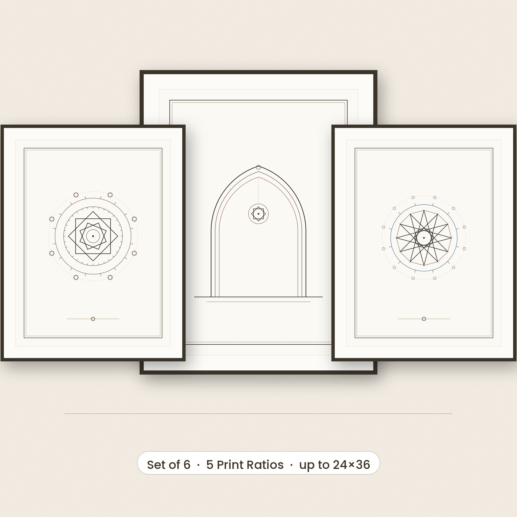 Islamic Geometric Wall Art — Set of 6 — preview
